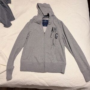 American Eagle Zip-Up Hoodie with Logo Print